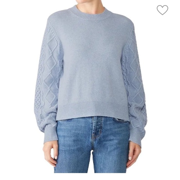 Rebecca Minkoff Blue Cable Knit Sleeve Sweater Size M - Picture 1 of 5